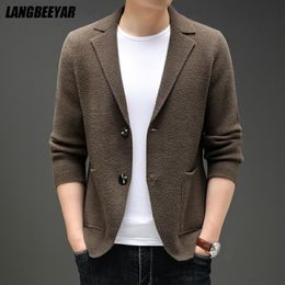 Mens Sweaters Top Grade Autum Winter Brand Fashion Knit Blazer Cardigan Slim Fit Sweater Casual Coats Jacket Clothes 221130