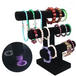 Jewelry Pouches Black Velvet Detachable Bracelet Display Stand Bangle Watch T-Bar Rack Organizer Shelf Holder