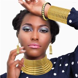 Necklace Earrings Set Liffly African Style Statement Choker For Women Punk Wedding Collar Bracelets Large Jewelry