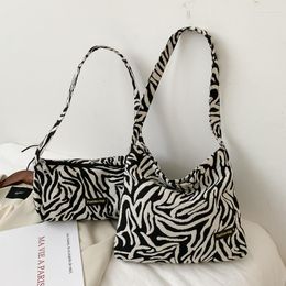 Evening Bags Women Corduroy Handbag Fashion Zebra Leopard Print Ladies Large Capacity Casual Tote Female Shoulder Bag Drop 2022