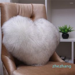 Pillow Imitation Wool Fur Heart Shaped Cover Chair Sofa Lumbar Pillowcase Fluffy Plush Throw Backrest