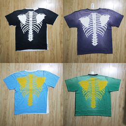 Men's T-Shirts Patchwork KAPITAL T-shirt Men Women 1 1 High Quality T Shirt Vintage Double Heavy Fabric Skeleton Printing KAPITAL Tee Tops T221130