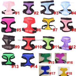 Dog Collars 100pcs 18 Colors Soft Mesh Pet Puppy Cat Harness Control Walk Collar Safety Strap Vest