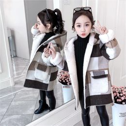 Coat Kids Girl Overcoat Winter Fashion plaid Wool for Girls Teens Autumn Jacket Warm 8 Outerwear Children Windproof 221130