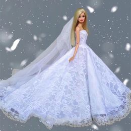 Doll Accessories for dress bjd doll clothes Princess Deluxe trailing wedding bride marriage fantasy toys gift accessories 221130