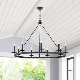 Pendant Lamps American Country Living Room Dining Family Bedroom Chandelier Industrial Style Compound Building Circular Simple