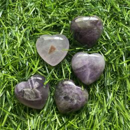 Decorative Figurines 20MM 5pcs Natural Love Heart Shaped Healing Crystal Amethyst Quartz Gemstone Worry Stones Gift Wholesale For Jewelry