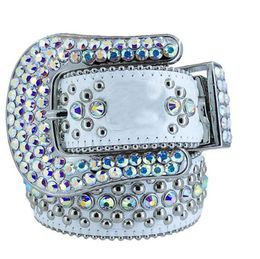 Belts 2023 Designer Bb Belt Simon Belts for Men Women Shiny diamond belt Black on Black Blue white multicolour with bling rhinestones as gift 5ess965