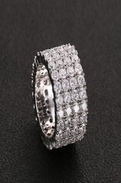 13mm Size 612 4 Rows Tennis Ring Copper Gold Silver Cubic Zircon Iced Out Rings Hip Hop Jewelry21156913300