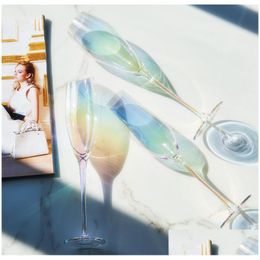 Wine Glasses Dream Rainbow Champagne Cup Wine Glass Crystal Goblet Home Kitchen Bar Drinking Colours Mix Fashion 23Sk F1 Drop Dhgarden Dh2Tq