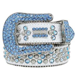 Belts 2023 Designer Bb Belt Simon Belts for Men Women Shiny diamond belt Black on Black Blue white multicolour with bling rhinestones as gift 1ess965