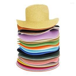 Berets 25 Colors Shade Women Outdoor Beach Fashion Straw Hat Solid Color Sun Protection Spring Summer Jazz Cowboy Cap