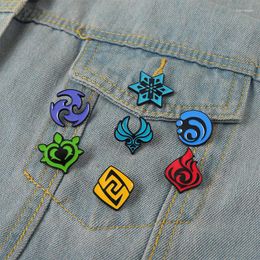 Brooches Fashion Game Enamel Pin Wood Water Fire Earth Brooch Cosplay Denim Backpack Badge Jewellery Gifts For Friends Kids