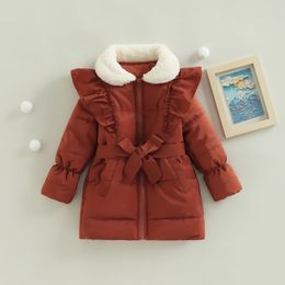 Down Coat Citgeett Winter Kids Toddler Girls Cotton Belt Collar Long Sleeve Zipper Outwear Jacket Fall Clothes 221130