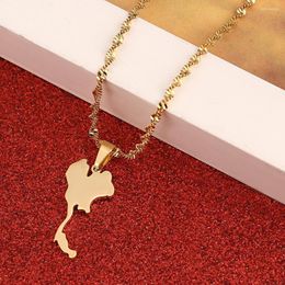 Pendant Necklaces Stainless Steel Gold Colour The Kingdom Of Thailand Map Jewellery