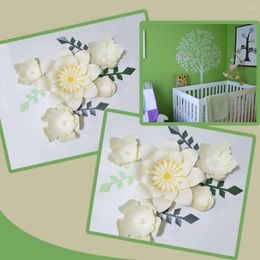 Decorative Flowers Handmade Ivory Easy Made DIY Paper Green Leaves Set For Baby Boys Nursery Wall Deco Shower Backdrop Video Tutorials