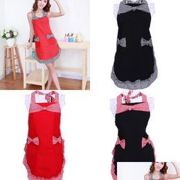 Kitchen Apron Anti Oil Pollution Lady Pinafore Women Fabric Sleeveless Plaid Thickening Fl Length Apron Kitchen Necessary Supplies 1 Dhc1S