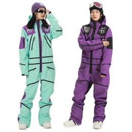 Skiing Suits Waterproof Hooded Female Ski Jumpsuit Sport Woman Snowboard Suit Winter Women Snowsuit Mountain Overall Clothes 221130