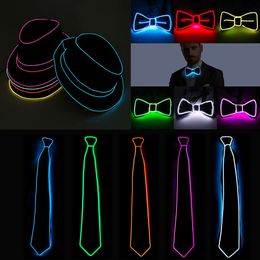 Christmas Decorations Jazz Dancer Favours Wire Glowing Streak Gentleman Cap Attractive Crazy Led Strip Neon Top Hat Tie Event Wedding Party Supplies 221201