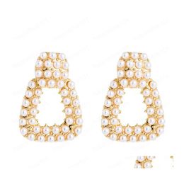 Dangle Chandelier Earrings For Office Lady Luxury High Quality Hollow Out Square Rhinestone Classy Dangle Drop Delivery Jewellery Dhidx