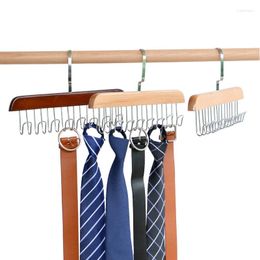 Jewelry Pouches Wood Racks With Stainless Steel Scarf Tie Belt Cloth Hanger Organizer Hanging Wardrobe Closet 8 12 Hooks