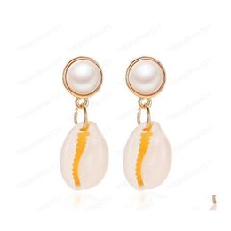 Dangle Chandelier Fashion Gold Sier Natural Shell Earrings Beach Pearl Stud Tassel Summer Accessories For Young Lady Drop Delivery Dhzdv
