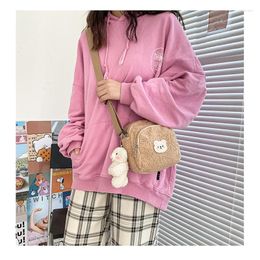 Evening Bags Women Bag Cute Bear Zipper Messenger Plush Mobile Phone Flap Girls Small Shoulder 2022