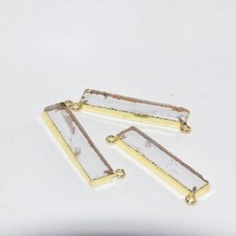 Pendant Necklaces Natural Rock Crystal Quartz Rectangle Female 2022 Long Gold Bezel Clear Stone Connector For Women Accessories