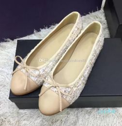 2022 Dress Shoes Shoes Leather Buckle Office Easter Round Viscose Halloween Christmas Luxury Ladies Ballet Lace Box 34-42