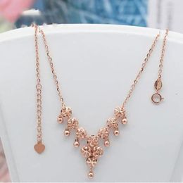 Pendant Necklaces Pure 585 Russian Purple Gold Hollow Flower Tassel Necklace Western Style Plated 18K Colour Clavicle Chain
