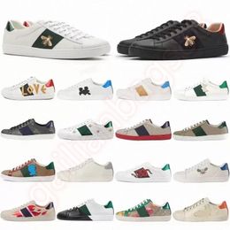 Casual Shoes Leather Sneakers Shoe Walking Luxury Sneaker Snake Chaussures Embroidery Stripes Mens Womens Ace Bee For Woman Size 36-44