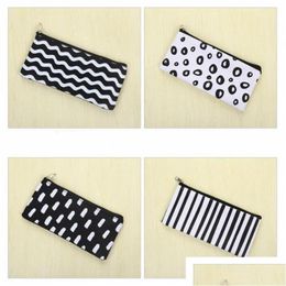 Pencil Bags Stripe Pencil Bag Pocket School Cosmetic Makeup Pen Organiser Case Pouch Office Supplies 228 N2 Drop Delivery Business I Dhu9C