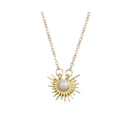 Pendant Necklaces Abundance Pearl Rays Pendant Necklace For Women Fashion Jewelry Gold Sier Color Wish Card Choker Gifts Drop Delive Dhrlz
