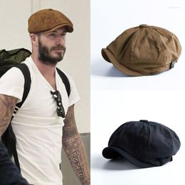 Berets Retro British Beret Men's And Women's Sboy Hats Boina Casual Octagonal Travel Sun Visor Painter Hat Forward Outdoor