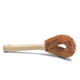 Wholesale Kitchen glass cups cleaning brushes Coconut palm cup washing brush Long handle milk bottle brushes