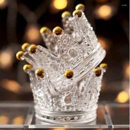 Jewelry Pouches 1pcs Creative Glass Crown Candlestick Embossed Ring Beauty Egg Tray Put Cosmetic Shelf Storage Box