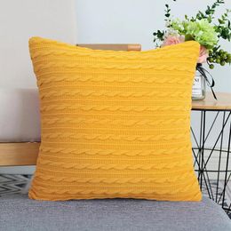 Pillow Cover Pure Color Acrylic Knitted Jacquard Pillowcase 45x45CM Striped Weaving Covers Decorative