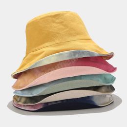 Wearing Cap Visor Bucket Hats Women Street Trend Hat Tie-dyed Ink Painting Pattern Fisherman Hat Womens Panama