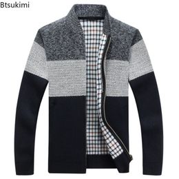 Mens Sweaters Autumn Winter Knitted Jackets Thick Soft Long Sleeve Warm Sweater Coat Stand Collar Fall Casual Cardigan Male 221130