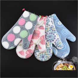 Oven Mitts Sile Oven Mitt Kitchen Baking Heat Insation High Temperature Resistance Nonslip Microwave Gloves Hha1710 60 J2 Dr Dhgarden Dhjwj