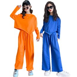Clothing Sets Girls Irregular Sports Set Sweatshirt and Wide Leg Pants Two Pieces Suit Spring Kids Clothes Casual School Tracksuit 221130