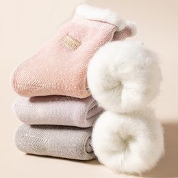 Thermal Socks Winter Women Thicken Wool Cashmere Snow Socks Seamless Soft Solid Color Velvet Boots Floor Sleeping Sock