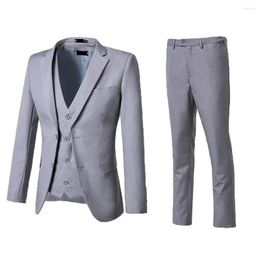 Men's Suits Light Grey Men Set Tailored Notch Lapel Blazer Trousers Wedding Clothing Party Wear 3Pcs Jacket Pants Vest Outfit