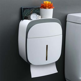 Toilet Paper Holders Bathroom Punch-free Wall-mounted Waterproof Tissue Box Holder Roll Sanitary Plastic Storage 221130