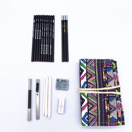 Other Office School Supplies 22 Pcs Sketch Pencil Set Ethnic Style Pen Curtain Beginner Student Art Charcoal Pencils De Papel 221130