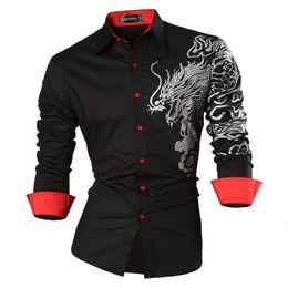 Men's Casual Shirts Sportrendy Shirt Dress Long Sleeve Slim Fit Fashion Dragon Stylish JZS041 221130