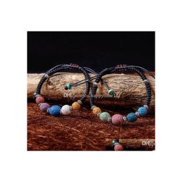 Charm Bracelets Fashion Lava Stone Mticolor Bracelets Bangles For Women Jewelry Weave Essential Oil Diffuser Bracelet Drop Delivery Dhypp