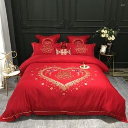 Bedding Sets Traditional Chinese Wedding Bed Set Includes Duvet Cover Sheet And Pillowcase Suzhou Embroidery Craft Decoration Home