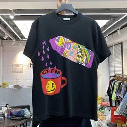 Men's T-Shirts Spring And Summer New High Quality CPFM 21ss Fruit Juice Strawberry Stereo Foam Short Sleeve T-Shirt Black White T221130