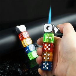 Novel Dice Lighter Jet Windproof Torch Butane Gas Cigarette Lighter Inflated Funny Glowing Toy Smoking Gadgets Rotatable Lighter